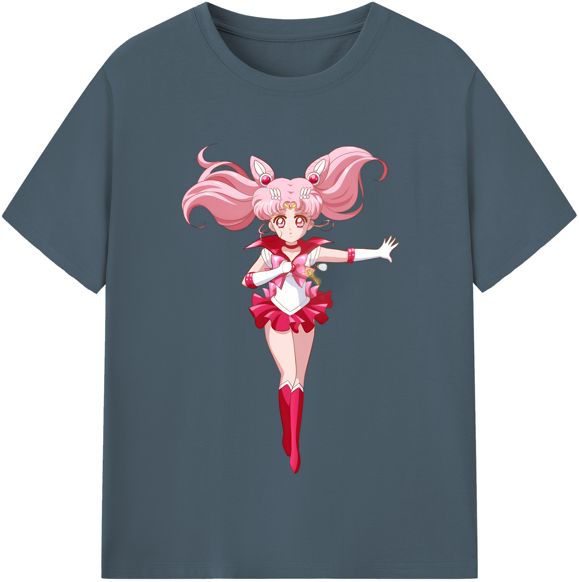 （画像用） 美少女戦士セーラームーン ちびうさ Sailor Moon Chibiusa Tsukino Usagi Small Lady Serenity 綿100％半袖Tシャツ（フロントプリント）